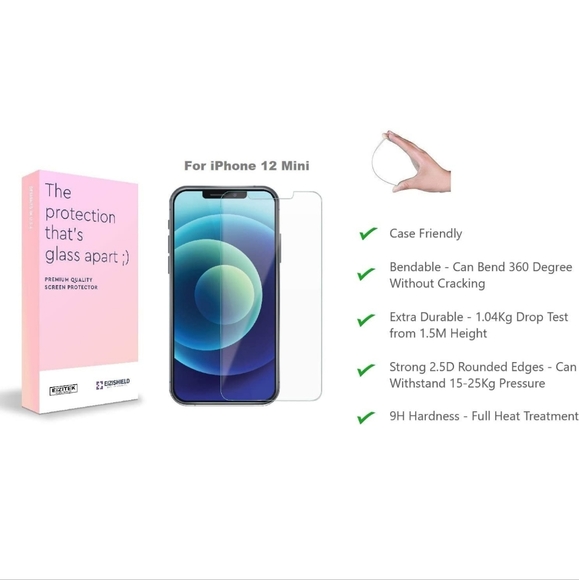 Apple iPhone 12 mini Clear Tempered Glass Screen Protector | Shop Now! - Picture 1 of 5